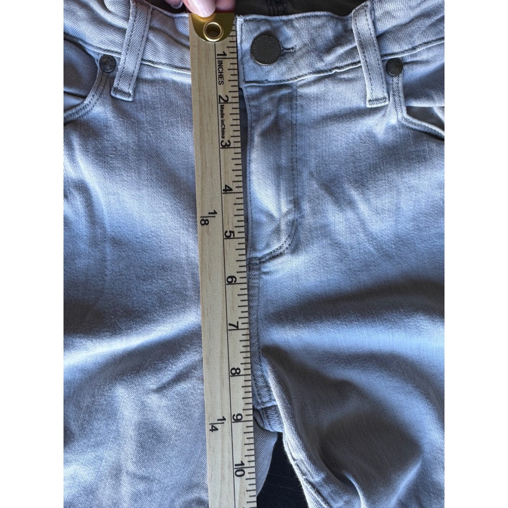 PAIGE Marley Moto Skinny Jeans Light Gray Zipper Ankle Stretch Denim Size 27 - Picture 2 of 6